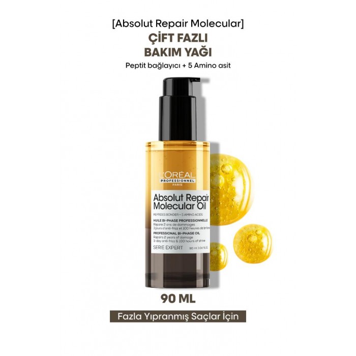 Absolut Repair Molecular Çift Fazlı Profesyonel Saç Bakım Yağı 90 ML