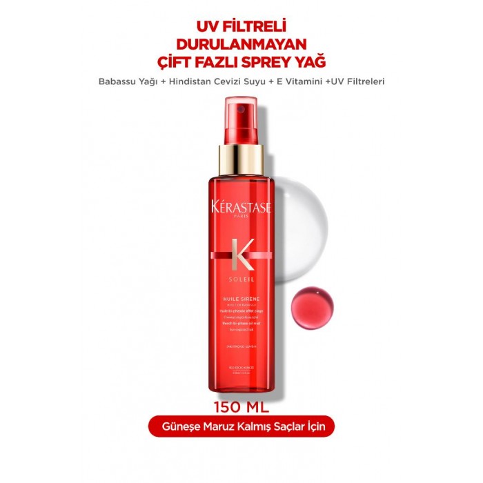 Kerastase Soléil Huile Sirene Bukle Belirginleştirici Durulanmayan Çift Fazlı Sprey Yağ 150 ML