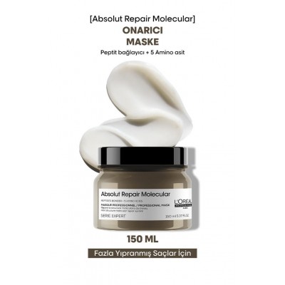 L'oreal Professionnel Absolut Repair Molecular Tüm Yıpranmış Saçlar İçin Yoğun Onarıcı Maske 150 ML